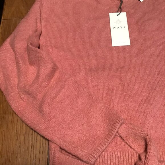 WAYF Women’s Pink Sweater Small Tie Waist Mock Neck Pullover NWT - Picture 8 of 10